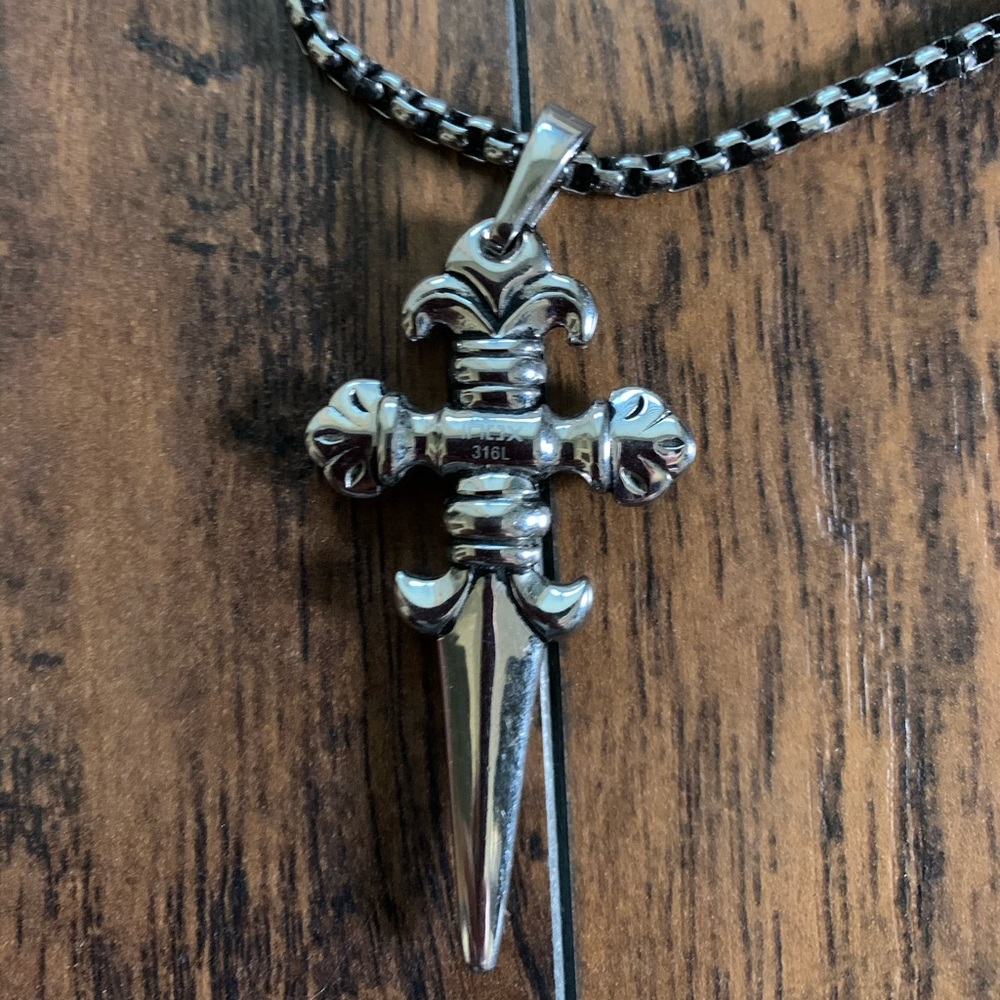 Saint cross dagger necklace
